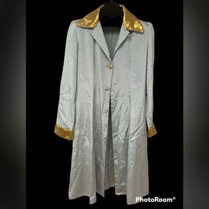 Vintage shiny silver  trench coat Blazer with Gold Details jacket